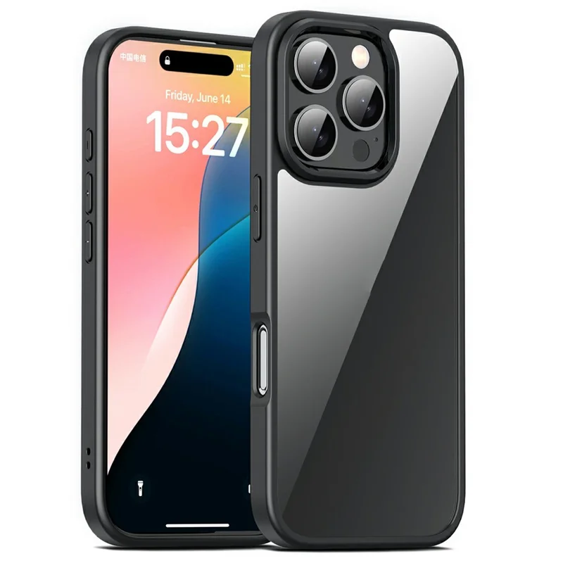 Bulk Purchasing For iPhone 16 Pro Case Hard PC + Soft TPU Shockproof Phone Back Cover - Black