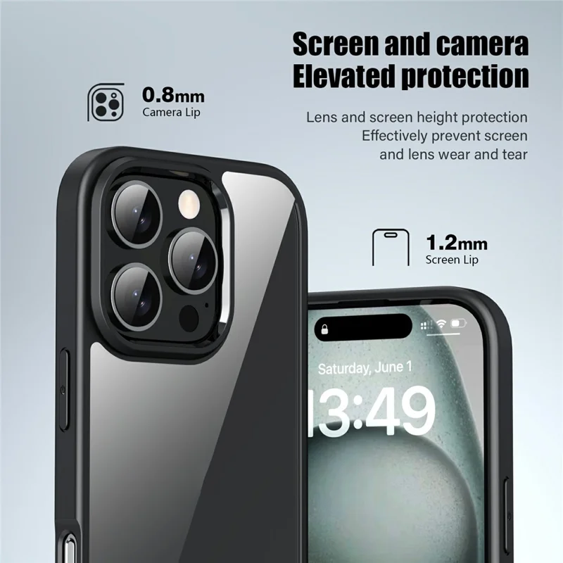 Bulk Purchasing For iPhone 16 Pro Case Hard PC + Soft TPU Shockproof Phone Back Cover - Black