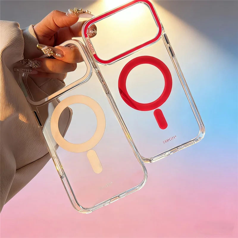 CICI-CITY For iPhone 17 Pro Max Magnetic Clear Case IMD Hard PC Phone Back Cover Compatible with MagSafe - Orange