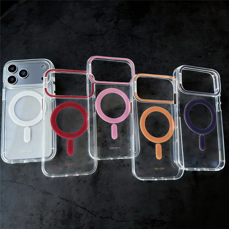 CICI-CITY For iPhone 17 Pro Max Magnetic Clear Case IMD Hard PC Phone Back Cover Compatible with MagSafe - Orange