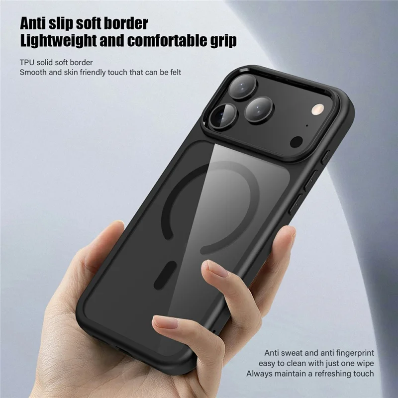 Bulk Purchasing For iPhone 17 Pro Max Magnetic Case Hard PC + Soft TPU Shockproof Phone Cover Compatible with MagSafe - Black
