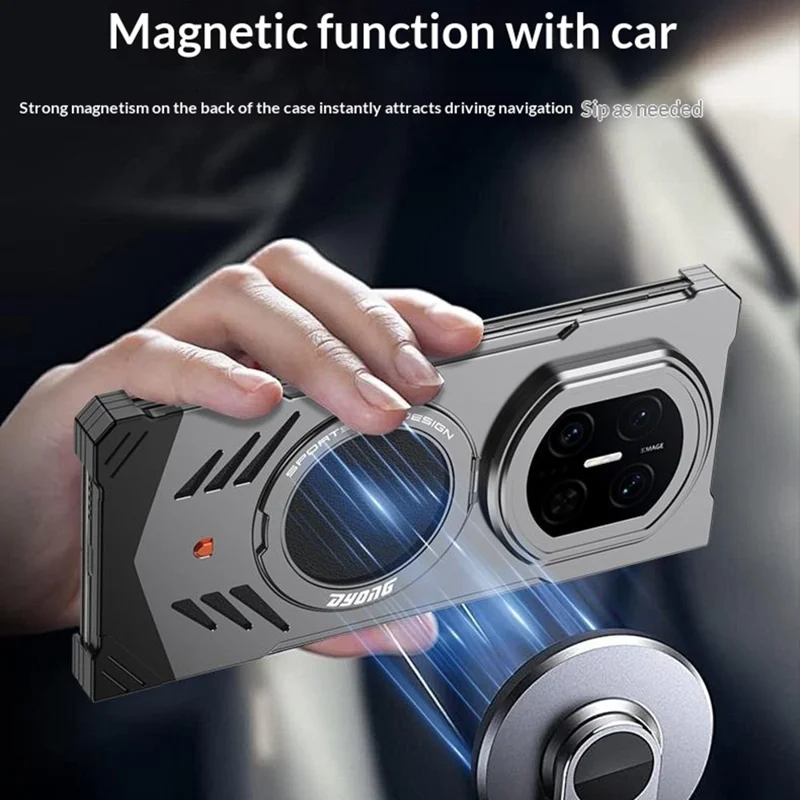 DYONG For Huawei Mate X7 Metal Case Snap-Open Design Heat Dissipation Shockproof Phone Cover - Titanium Grey