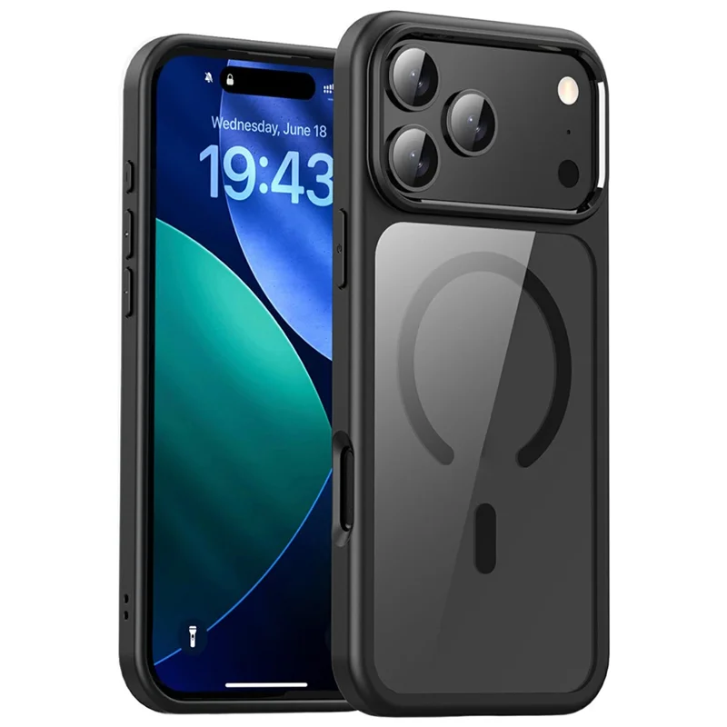 Bulk Purchasing For iPhone 17 Pro Magnetic Case Hard PC + Soft TPU Shockproof Phone Cover Compatible with MagSafe - Black