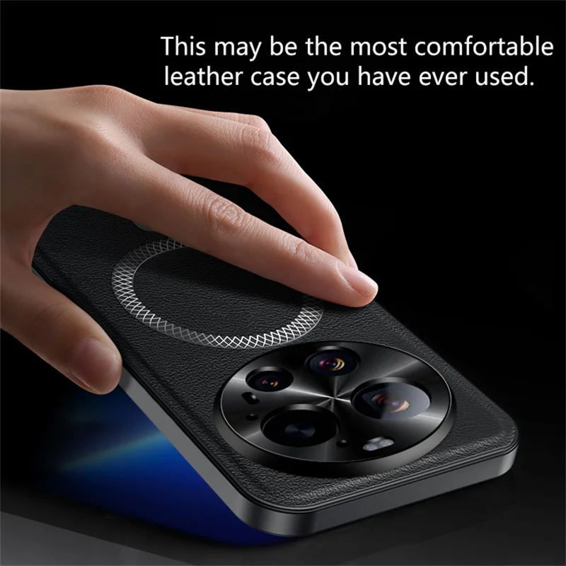 For Xiaomi 17 Ultra 5G Case PU TPU PC Phone Back Cover with Metal Lens Frame - Black