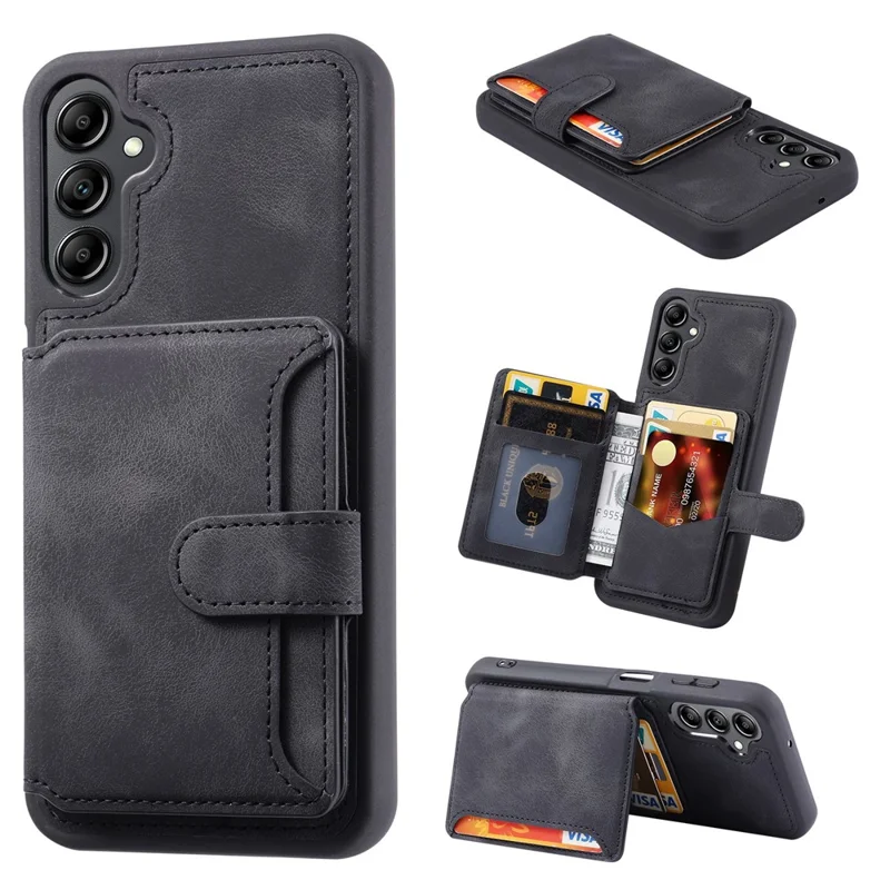 For Samsung Galaxy S26 Case Wallet Card Slot TPU + PU Leather Back Phone Cover - Black