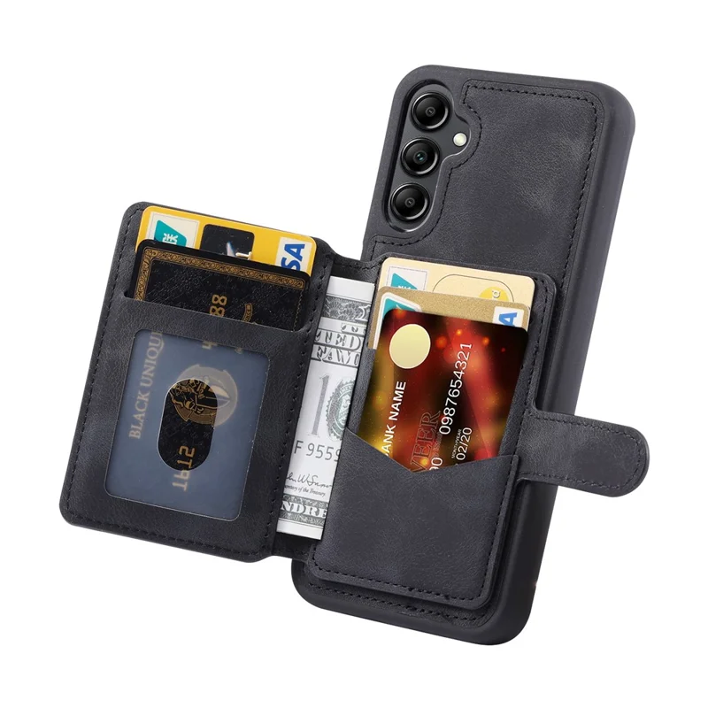 For Samsung Galaxy S26 Case Wallet Card Slot TPU + PU Leather Back Phone Cover - Black