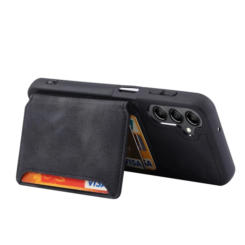 For Samsung Galaxy S26 Case Wallet Card Slot TPU + PU Leather Back Phone Cover - Black