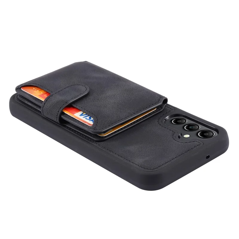For Samsung Galaxy S26 Case Wallet Card Slot TPU + PU Leather Back Phone Cover - Black