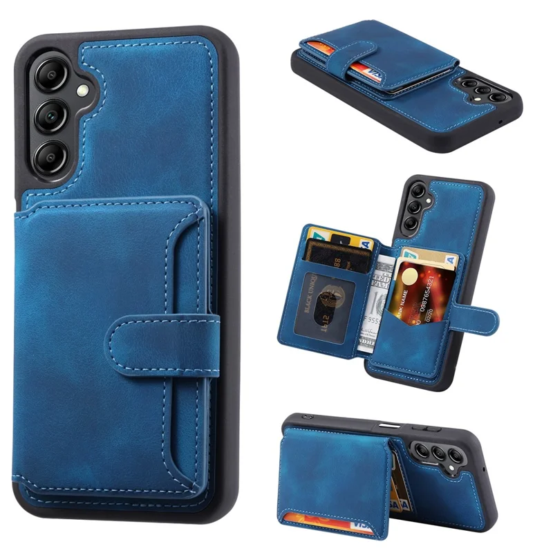 For Samsung Galaxy S26+ Case Wallet Card Slot TPU + PU Leather Back Phone Cover - Sapphire