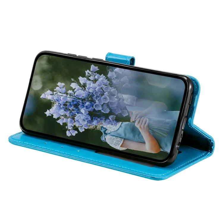 Custodia in pelle PU con stampa Mandala per Oppo A17 4G / A17k 4G, Flip Stand con chiusura magnetica e protezione a portafoglio - Blu