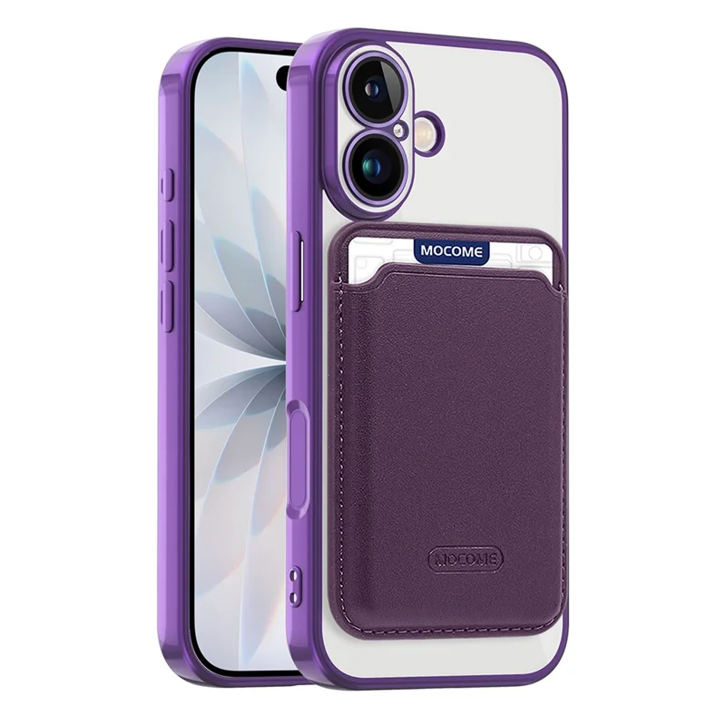 For iPhone 17 Case Compatible with MagSafe TPU + PC Mobile Cover with Card Bag - Purple