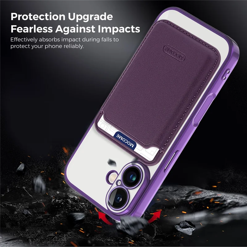 For iPhone 17 Case Compatible with MagSafe TPU + PC Mobile Cover with Card Bag - Purple