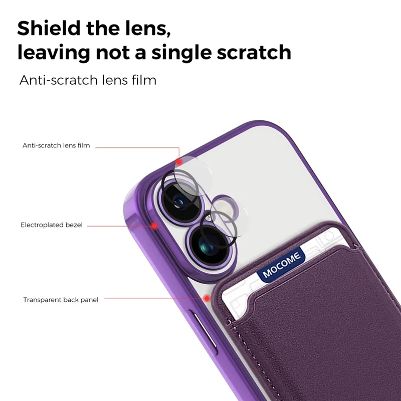 For iPhone 17 Case Compatible with MagSafe TPU + PC Mobile Cover with Card Bag - Purple