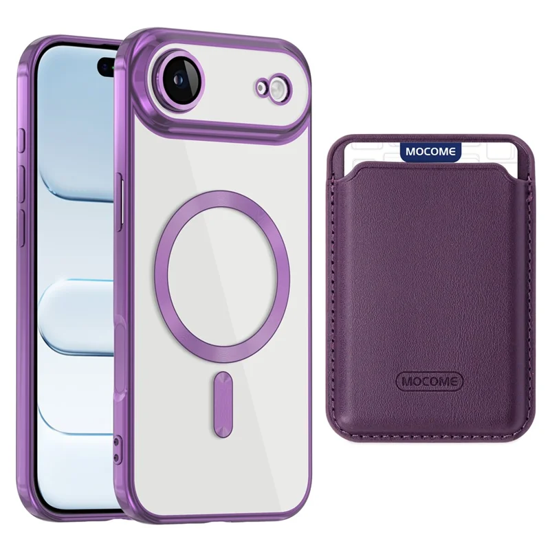 For iPhone Air Case Compatible with MagSafe TPU + PC Mobile Cover with Card Bag - Purple
