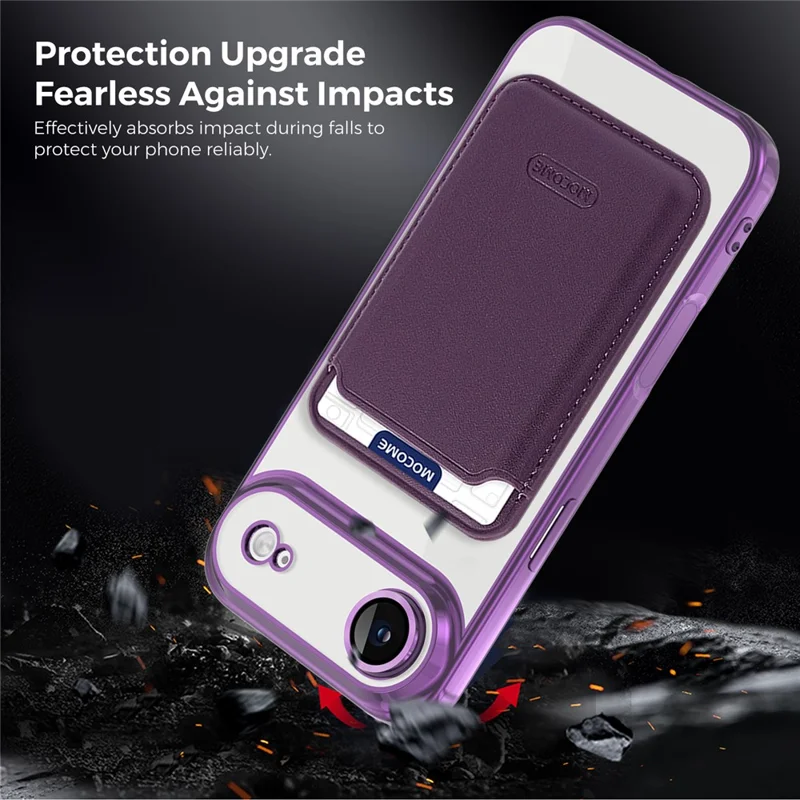 For iPhone Air Case Compatible with MagSafe TPU + PC Mobile Cover with Card Bag - Purple