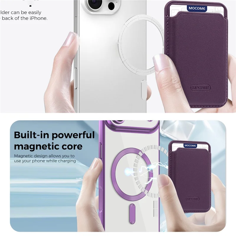 For iPhone Air Case Compatible with MagSafe TPU + PC Mobile Cover with Card Bag - Purple
