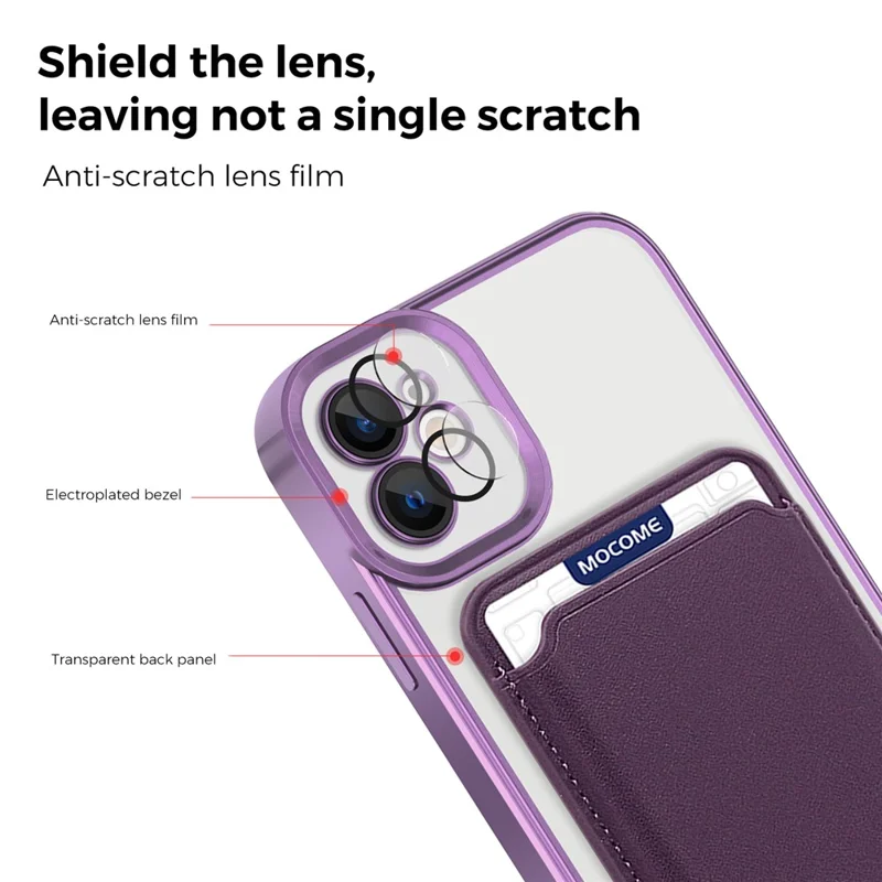 For iPhone 11 Magnetic Phone Case TPU + PC Mobile Cover with Card Bag - Purple