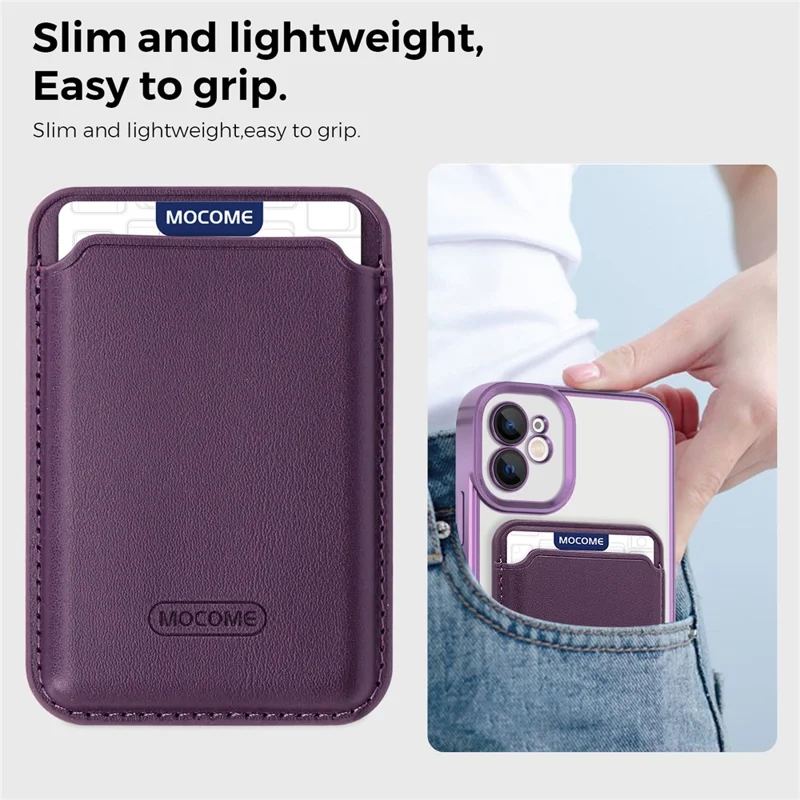 For iPhone 11 Magnetic Phone Case TPU + PC Mobile Cover with Card Bag - Purple
