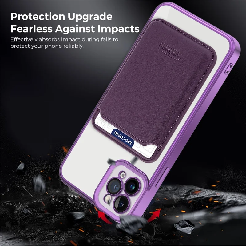For iPhone 11 Pro Max Magnetic Phone Case TPU + PC Mobile Cover with Card Bag - Purple