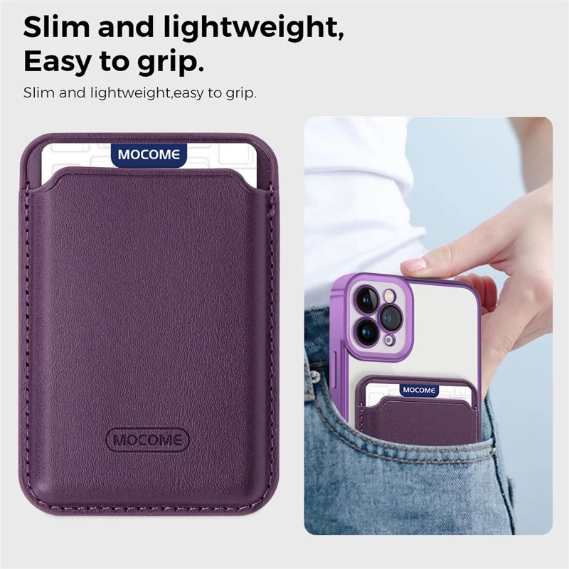 For iPhone 11 Pro Max Magnetic Phone Case TPU + PC Mobile Cover with Card Bag - Purple