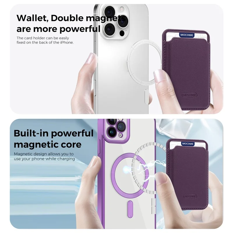 For iPhone 11 Pro Max Magnetic Phone Case TPU + PC Mobile Cover with Card Bag - Purple