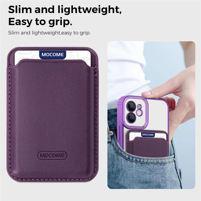 For iPhone 12 Case Compatible with MagSafe TPU + PC Mobile Cover with Card Bag - Purple