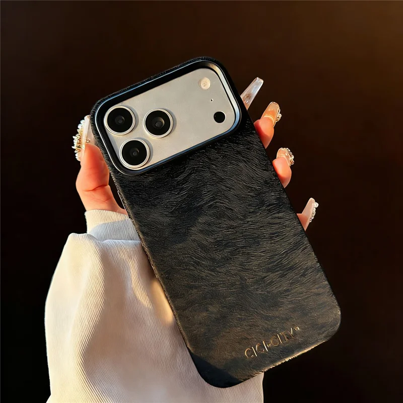 CICI-CITY For iPhone 17 Pro Max Magnetic Phone Case Velvet Texture IMD PC PU Back Cover - Black