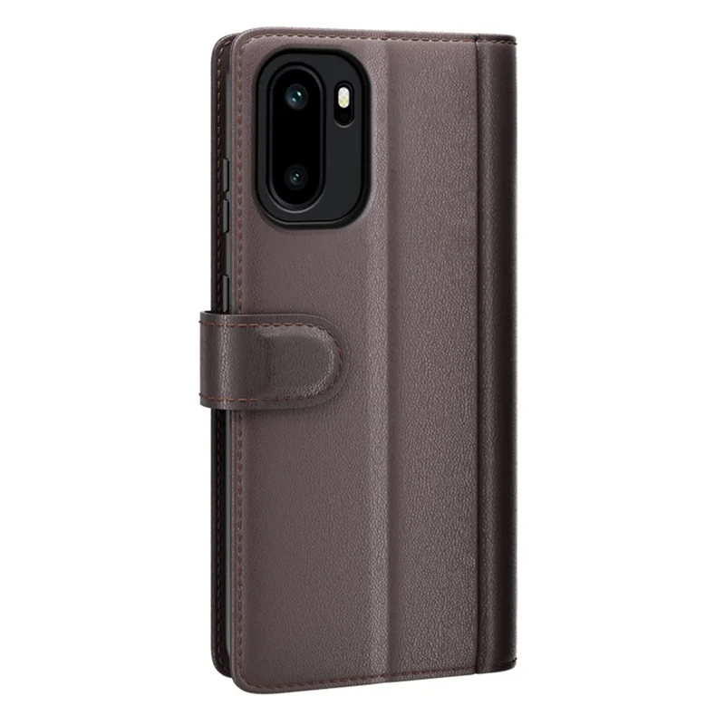 AMORUS For OnePlus Ace 6 5G Stand Cases Calf Texture Genuine Split Leather Wallet Phone Cover - Brown