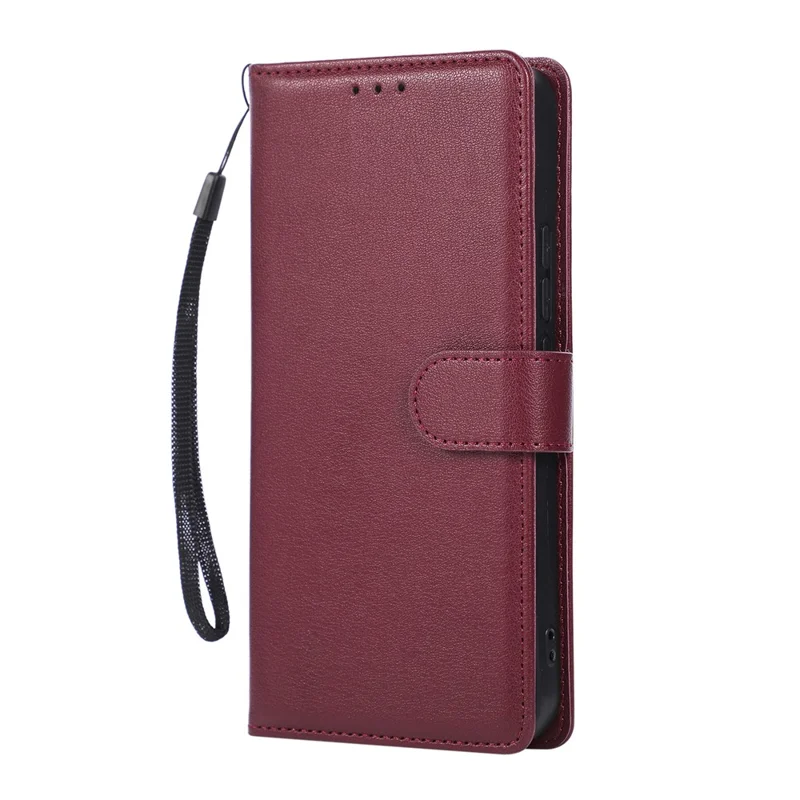 For Xiaomi 15T Pro Case PU Leather Wallet Stand Phone Cover with Wrist Strap - Wine Red