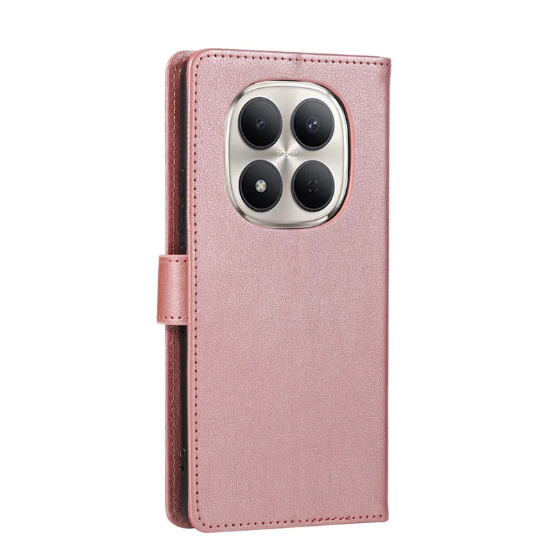 For Xiaomi Redmi Note 15 Pro 4G (Global) Case PU Leather Wallet Stand Phone Cover with Wrist Strap - Rose Gold
