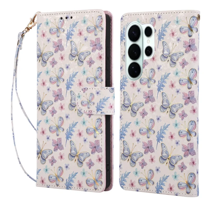For Samsung Galaxy S26 Ultra Case RFID Blocking Flower Leather Phone Cover - Butterfly Flower