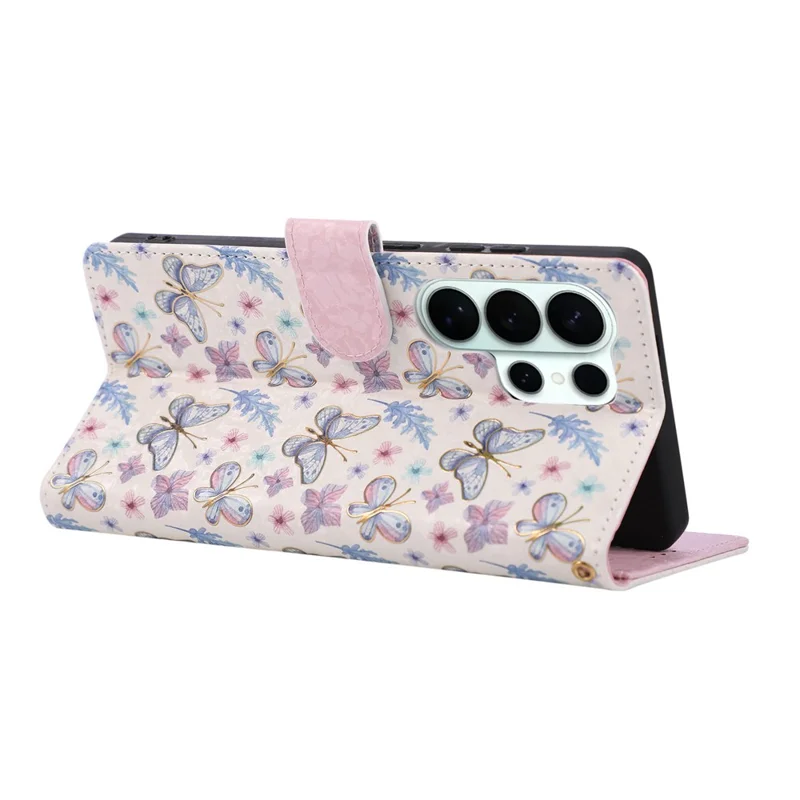 For Samsung Galaxy S26 Ultra Case RFID Blocking Flower Leather Phone Cover - Butterfly Flower