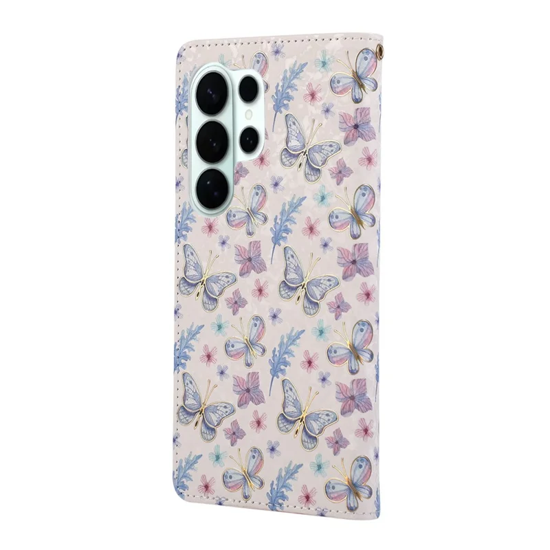 For Samsung Galaxy S26 Ultra Case RFID Blocking Flower Leather Phone Cover - Butterfly Flower