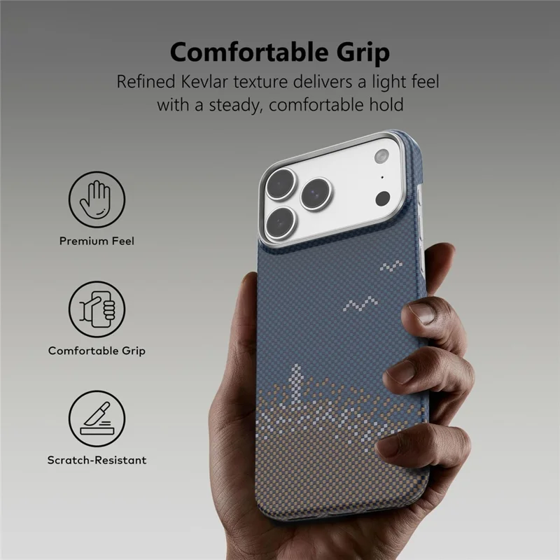 SOOPII For iPhone 17 Pro Case Compatible with MagSafe Seagull Sea Pattern Kevlar Carbon Fiber Phone Cover - Dark Blue