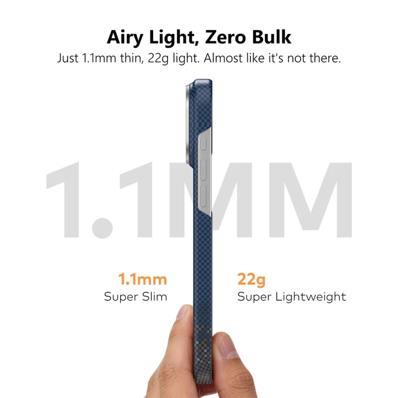 SOOPII For iPhone 17 Pro Case Compatible with MagSafe Seagull Sea Pattern Kevlar Carbon Fiber Phone Cover - Dark Blue