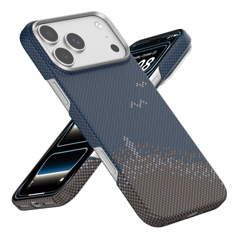 SOOPII For iPhone 17 Pro Max Case Compatible with MagSafe Seagull Sea Pattern Kevlar Carbon Fiber Phone Cover - Dark Blue