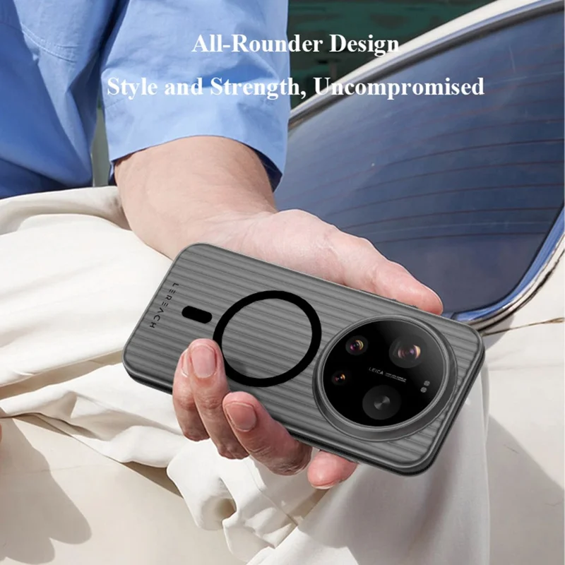 LEREACH TOC Series for Xiaomi 17 Ultra 5G Magnetic Case Flowing Grid PC Phone Cover - Black