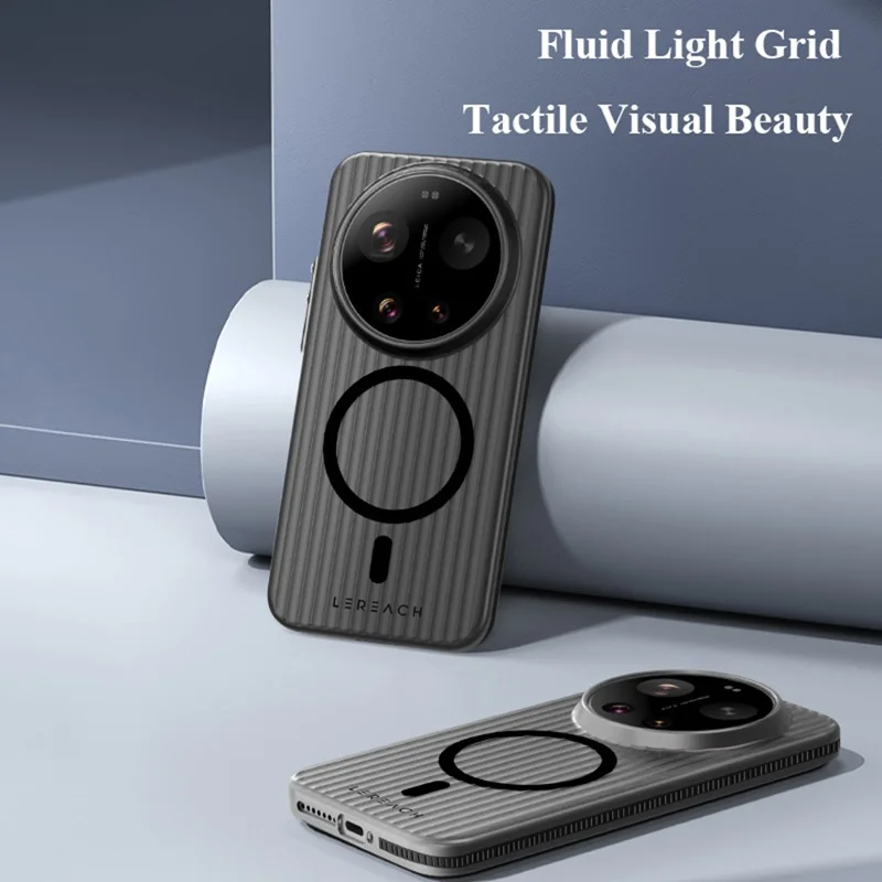 LEREACH TOC Series for Xiaomi 17 Ultra 5G Magnetic Case Flowing Grid PC Phone Cover - Black