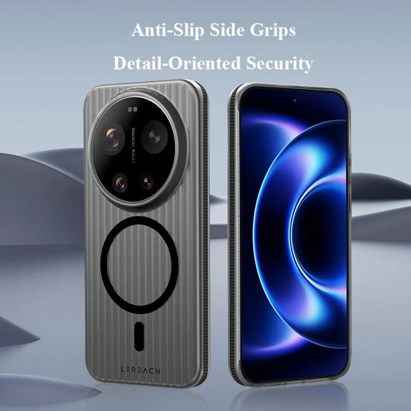 LEREACH TOC Series for Xiaomi 17 Ultra 5G Magnetic Case Flowing Grid PC Phone Cover - Black