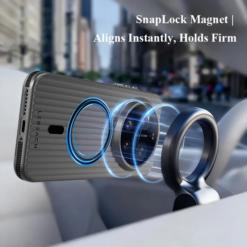 LEREACH TOC Series for Xiaomi 17 Ultra 5G Magnetic Case Flowing Grid PC Phone Cover - Black