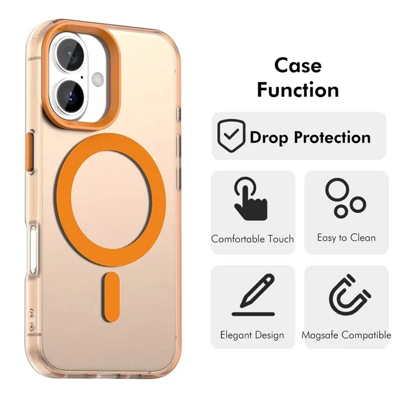 ENKAY HAT PRINCE pour iPhone 17 Coque Magnétique PC Transparente avec Protecteur d'Écran 9H + Protecteur d'Objectif en Alliage d'Aluminium Compatible avec MagSafe - Orange