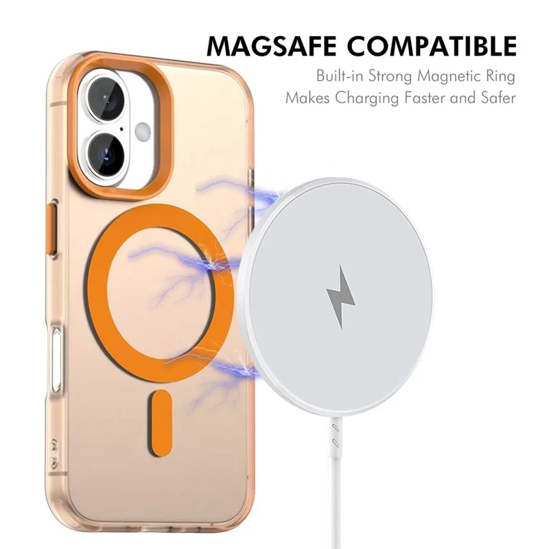 ENKAY HAT PRINCE pour iPhone 17 Coque Magnétique PC Transparente avec Protecteur d'Écran 9H + Protecteur d'Objectif en Alliage d'Aluminium Compatible avec MagSafe - Orange
