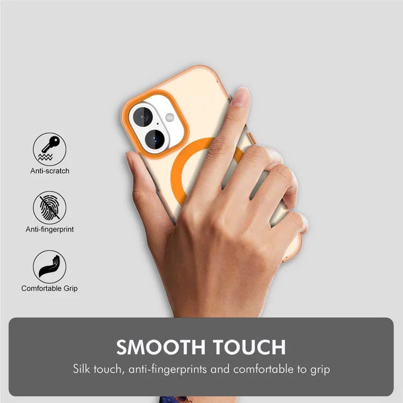 ENKAY HAT PRINCE pour iPhone 17 Coque Magnétique PC Transparente avec Protecteur d'Écran 9H + Protecteur d'Objectif en Alliage d'Aluminium Compatible avec MagSafe - Orange
