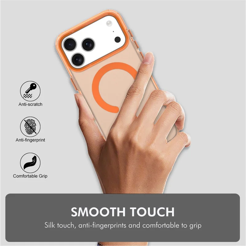 ENKAY HAT PRINCE pour iPhone 17 Pro Max Coque Magnétique PC Transparente avec Protecteur d'Écran 9H + Protecteur d'Objectif en Alliage d'Aluminium Compatible avec MagSafe - Orange