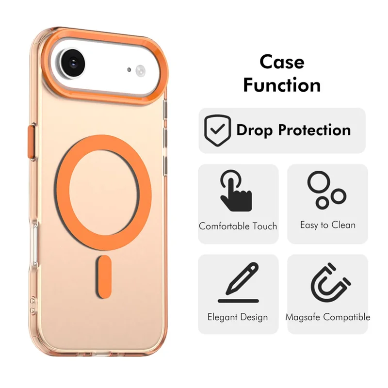 ENKAY HAT PRINCE Für iPhone Air Magnetisches Case PC Transparente Handyhülle mit 9H Displayschutz + Aluminiumlegierter Kameraobjektivschutz Kompatibel mit MagSafe - Orange