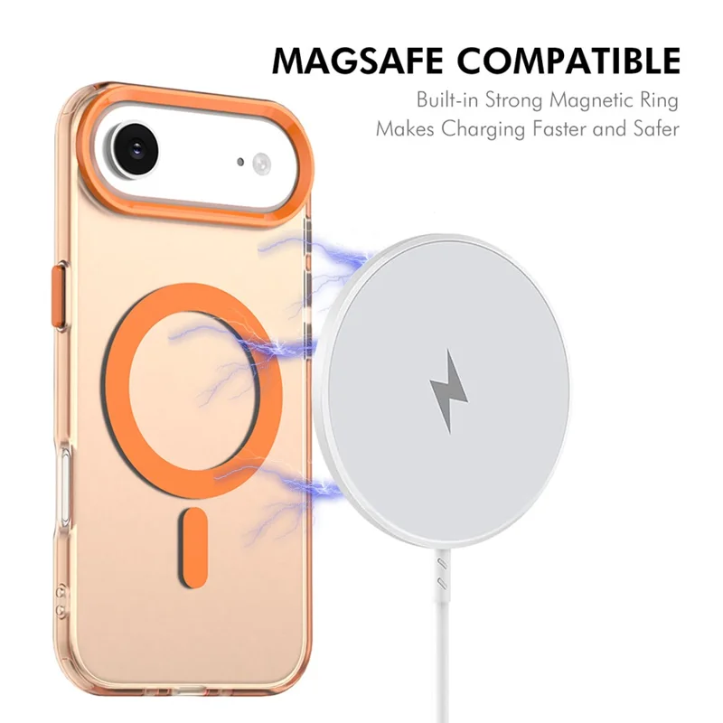 ENKAY HAT PRINCE Für iPhone Air Magnetisches Case PC Transparente Handyhülle mit 9H Displayschutz + Aluminiumlegierter Kameraobjektivschutz Kompatibel mit MagSafe - Orange