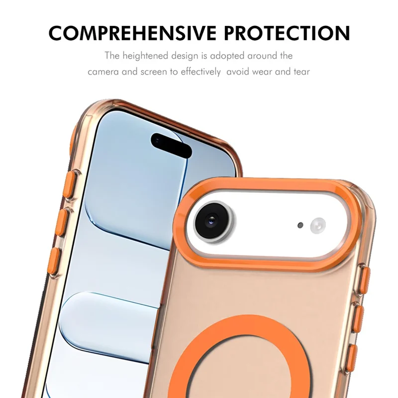 ENKAY HAT PRINCE Für iPhone Air Magnetisches Case PC Transparente Handyhülle mit 9H Displayschutz + Aluminiumlegierter Kameraobjektivschutz Kompatibel mit MagSafe - Orange