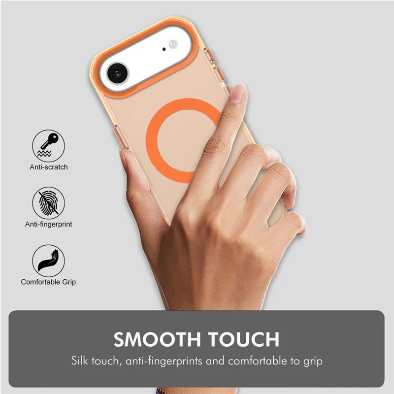 ENKAY HAT PRINCE Für iPhone Air Magnetisches Case PC Transparente Handyhülle mit 9H Displayschutz + Aluminiumlegierter Kameraobjektivschutz Kompatibel mit MagSafe - Orange