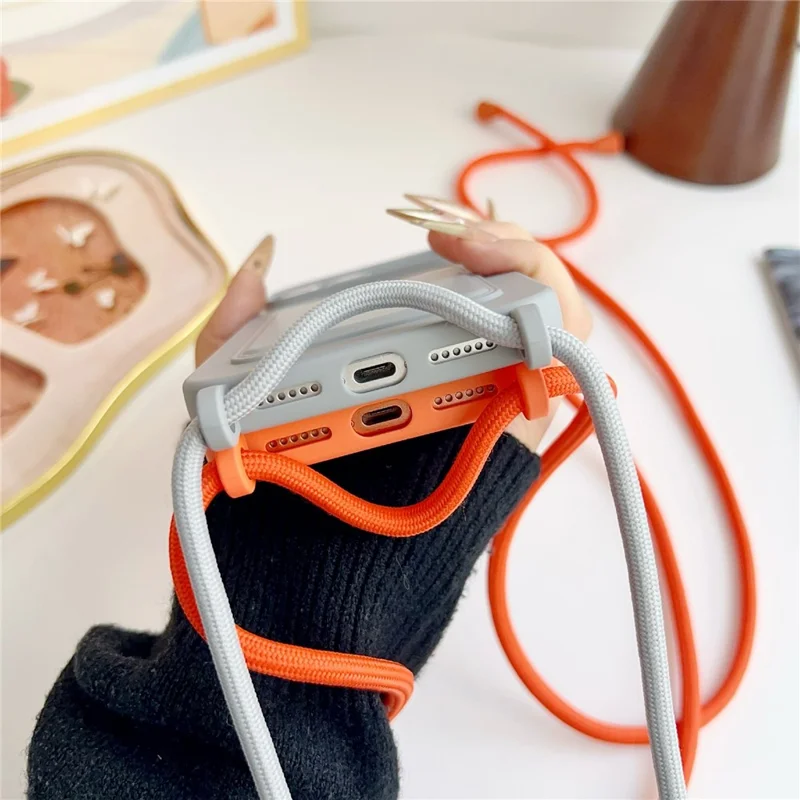 For iPhone 17 Pro Liquid Silicone Card Slot Cover Anti Scratch Protection Phone Case with Strap - Pink