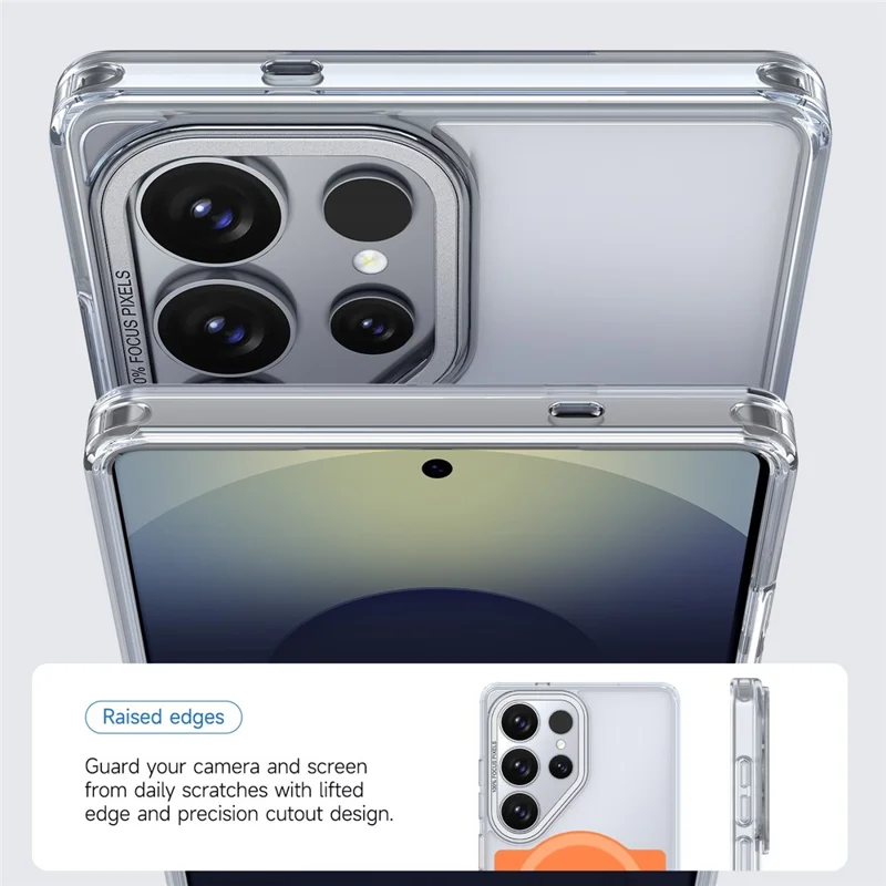 For Samsung Galaxy S25 Ultra Magnetic Case TPU Acrylic Phone Back Cover - Orange